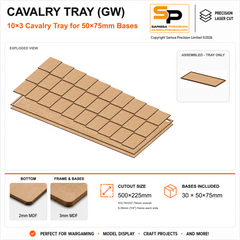 50×75mm Cavalry Tray (GW) – 10×3 – 30 bases / 3mm MDF