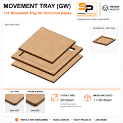 50×50mm Movement Tray (GW) – 1×1 – 1 base / 3mm MDF
