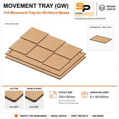 50×50mm Movement Tray (GW) – 3×2 – 6 bases / 2mm MDF