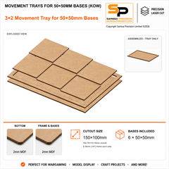 Movement Trays for 50×50mm Bases (KoW) – Regiment – 3×2 (150×100mm) / 2mm MDF