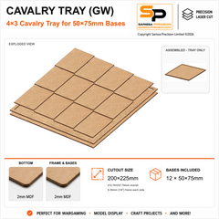 50×75mm Cavalry Tray (GW) – 4×3 – 12 bases / 2mm MDF