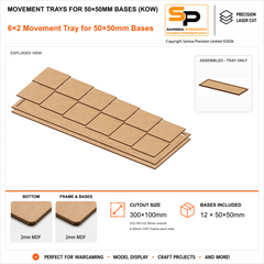Movement Trays for 50×50mm Bases (KoW) – Horde – 6×2 (300×100mm) / 2mm MDF