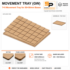 50×50mm Movement Tray (GW) – 7×5 – 35 bases / 3mm MDF