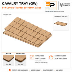 50×75mm Cavalry Tray (GW) – 8×3 – 24 bases / 3mm MDF