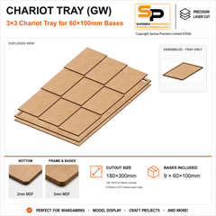 60×100mm Chariot Tray (GW) – 3×3 – 9 bases / 3mm MDF