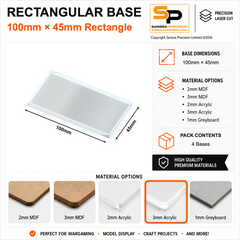 Rectangular Bases – 45mm Deep – 100×45mm (×4) / 3mm Clear Acrylic / Rounded Corners