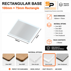 Rectangular Bases – 75mm Deep – 100×75mm (×2) / 3mm Clear Acrylic / Rounded Corners