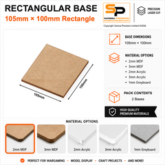 Rectangular Bases – 100mm Deep – 105×100mm (×2) / 2mm MDF / Rounded Corners