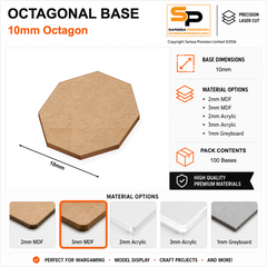Octagonal Bases – 10mm (×100) / 3mm MDF