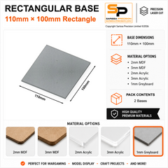 Rectangular Bases – 100mm Deep – 110×100mm (×2) / 1mm Greyboard / Rounded Corners