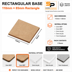 Rectangular Bases – 85mm Deep – 110×85mm (×2) / 3mm MDF / Rounded Corners