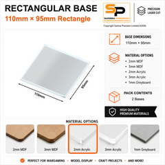 Rectangular Bases – 95mm Deep – 110×95mm (×2) / 2mm Clear Acrylic / Rounded Corners