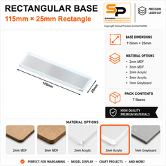 Rectangular Bases – 25mm Deep – 115×25mm (×7) / 3mm Clear Acrylic / Rounded Corners