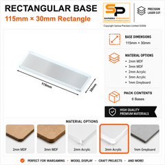 Rectangular Bases – 30mm Deep – 115×30mm (×6) / 3mm Clear Acrylic / Rounded Corners