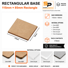 Rectangular Bases – 85mm Deep – 115×85mm (×2) / 3mm MDF / Rounded Corners