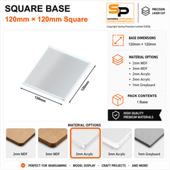 Square Bases – 120×120mm (×1) / 2mm Clear Acrylic / Rounded Corners