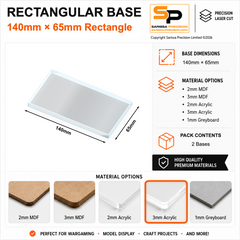 Rectangular Bases – 65mm Deep – 140×65mm (×2) / 3mm Clear Acrylic / Rounded Corners