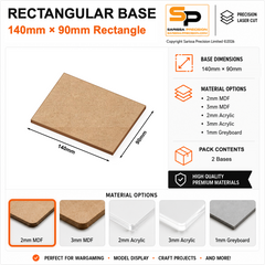 Rectangular Bases – 90mm Deep – 140×90mm (×2) / 2mm MDF / Rounded Corners
