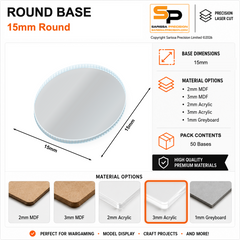 Round Bases – 15mm (×50) / 3mm Clear Acrylic