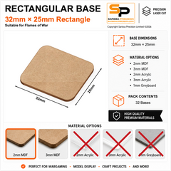 32×25mm Team Bases (FoW) – 2mm MDF