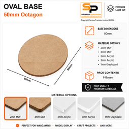 Octagonal Bases – 50mm (×8) / 2mm MDF