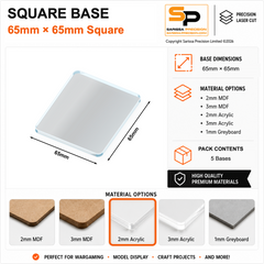 Square Bases – 65×65mm (×5) / 2mm Clear Acrylic / Rounded Corners