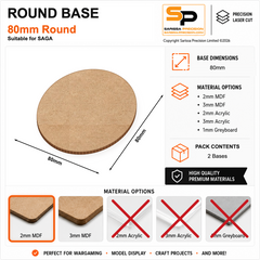 80mm Elephant / Monster Base (SAG) – 2mm MDF
