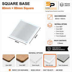 Square Bases – 80×80mm (×2) / 3mm Clear Acrylic / Rounded Corners