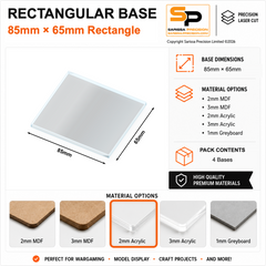 Rectangular Bases – 65mm Deep – 85×65mm (×4) / 2mm Clear Acrylic / Rounded Corners