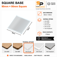 Square Bases – 90×90mm (×2) / 2mm Clear Acrylic / Rounded Corners