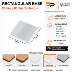 Rectangular Bases – 85mm Deep – 95×85mm (×2) / 3mm Clear Acrylic / Rounded Corners