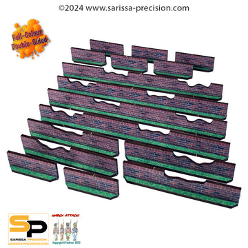 Walls - Low Brick Damaged (x16) - Full Colour