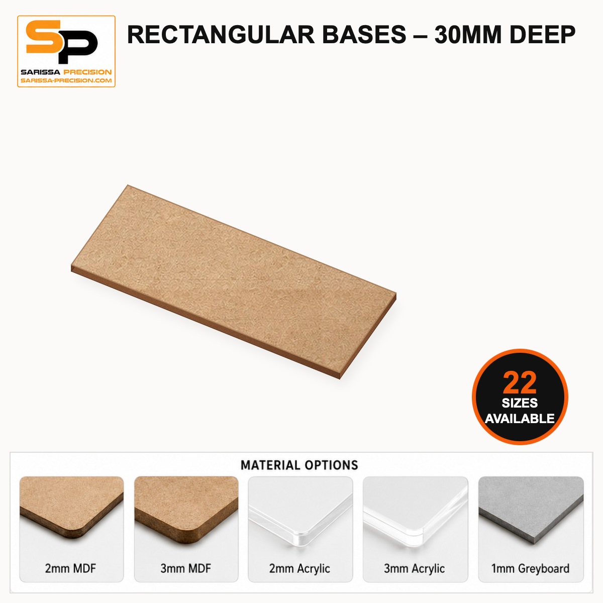 Rectangular Bases – 30mm Deep gallery image 1