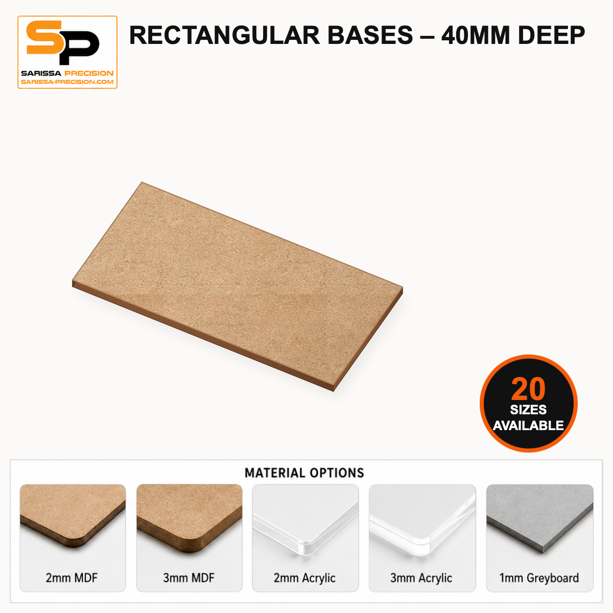 Rectangular Bases – 40mm Deep gallery image 1