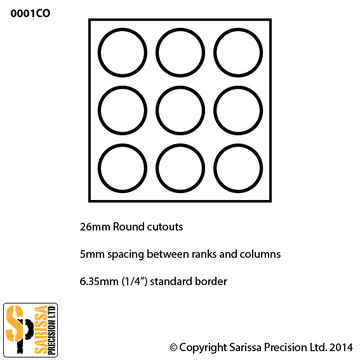 3x3 Custom Movement Tray for 26mm / 2 pence round bases