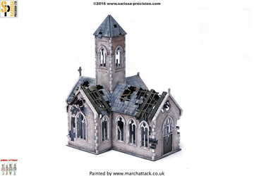 Destroyed Village Church - 15mm