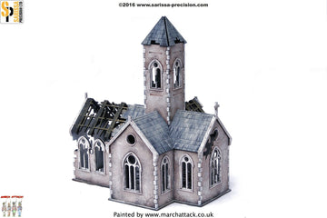 Destroyed Village Church - 15mm