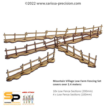 Mountain Village Low Farm Fence Set (28mm)