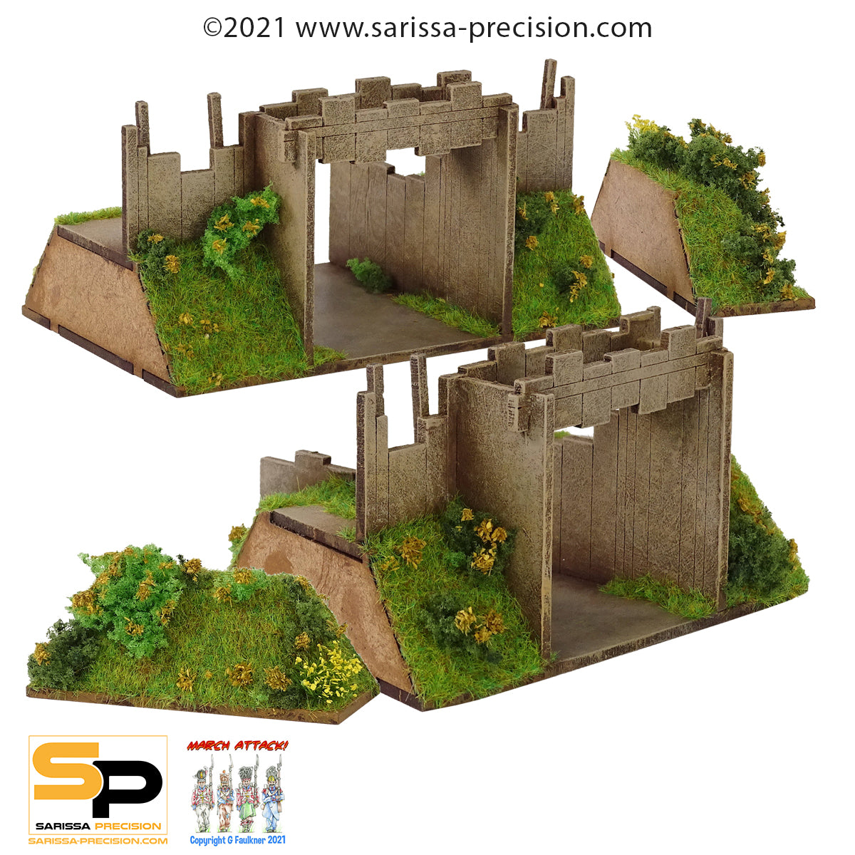 Earth Palisade Gate Set (1 curved / 1 straight) with End Caps