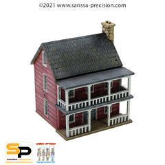15mm North American - Planked House with Porch & Balcony