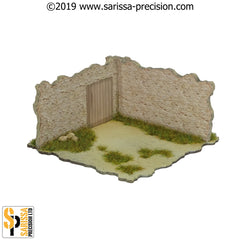 Mediterranean Village Corner Wall With Door 10x10 (28mm)