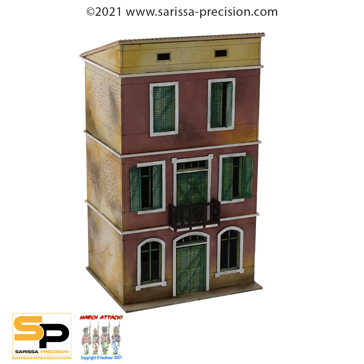 Mediterranean Wide House - 3 Floors with Balcony and Sloped Roof