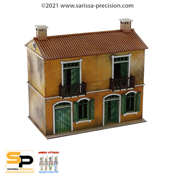 Mediterranean Semi House - 2 Floors with Balcony and Pitched Roof