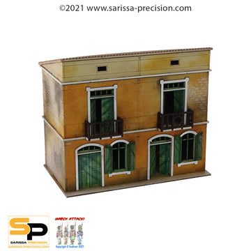 Mediterranean Semi House - 2 Floors with Balcony and Sloped Roof