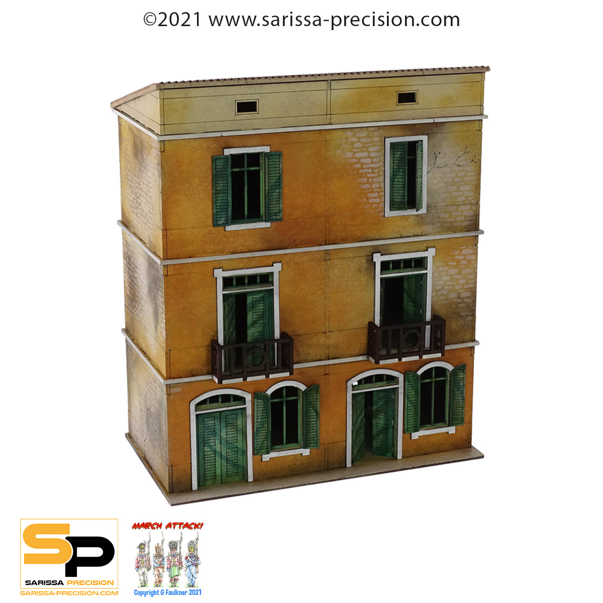 Mediterranean Semi House - 3 Floors with Balcony and Sloped Roof