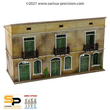 Mediterranean Terrace House - 2 Floors with Balcony and Sloped Roof