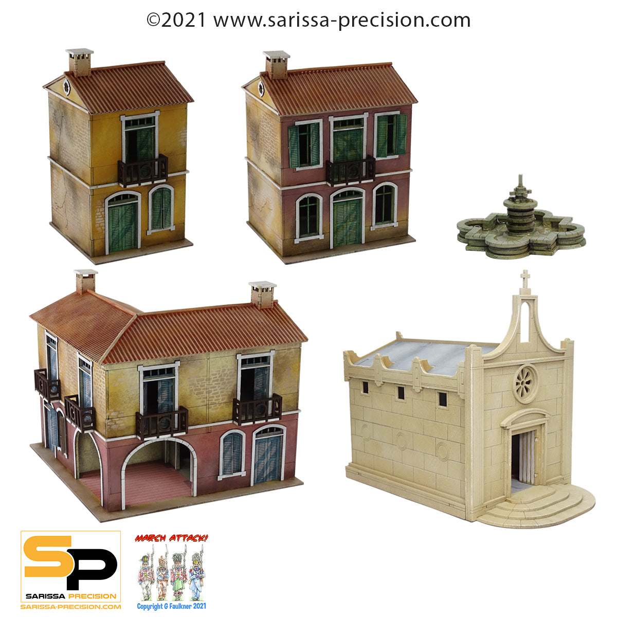 Mediterranean Town Set with Pitched Roofs