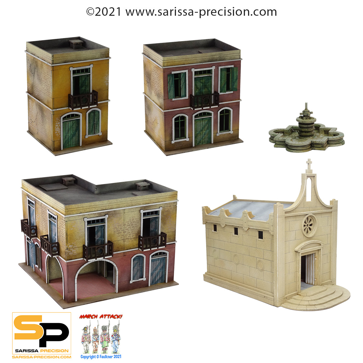 Mediterranean Town Set with Flat Roofs