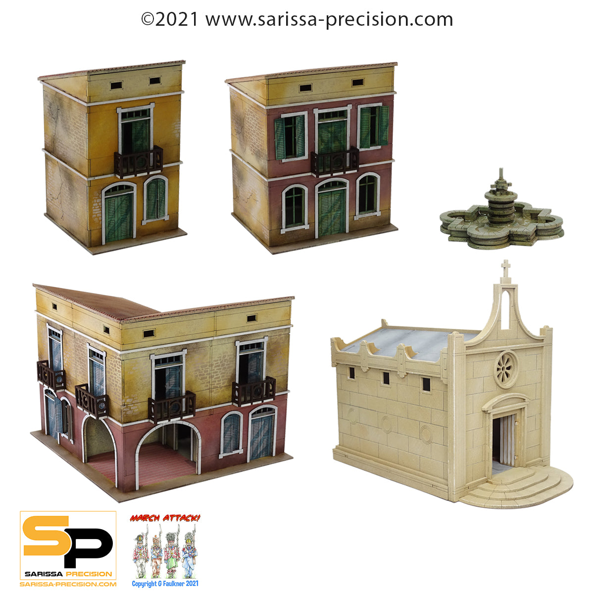 Mediterranean Town Set with Sloped Roofs