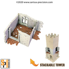 The Ruined City - Level 1 Tower Corner with Window and Walkways (stackable)